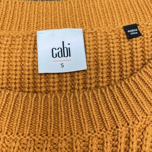 CAbi #3537 Women’s Size S Sweater Mustard Yellow StepUp Pullover Chunky Knit - Picture 4 of 9